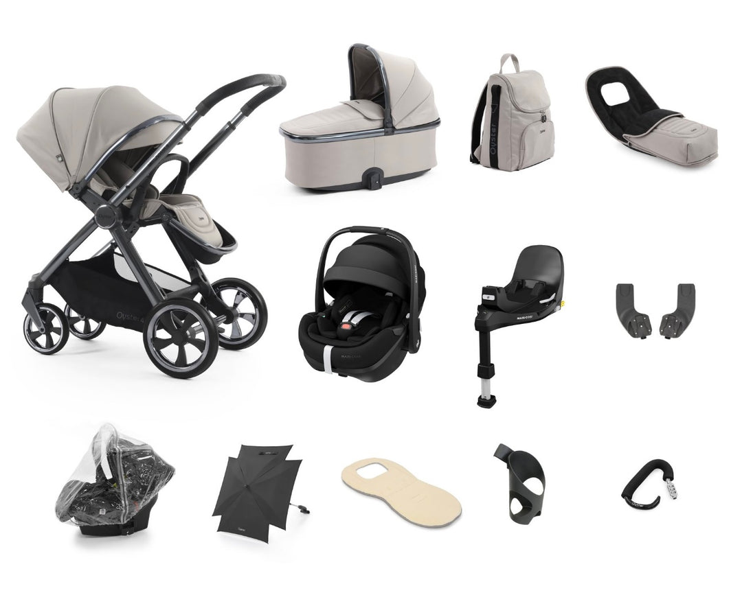 Oyster4 Travel System Bundle Inc Maxi-Cosi Pebble 360 Pro2 Car Seat - Stone
