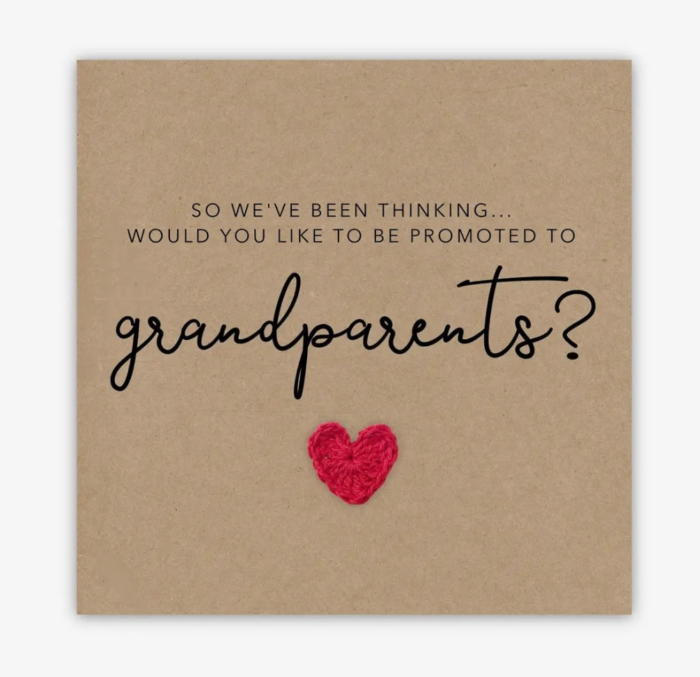 Promotion to Grandparents Crochet Pregnancy Announcement Card