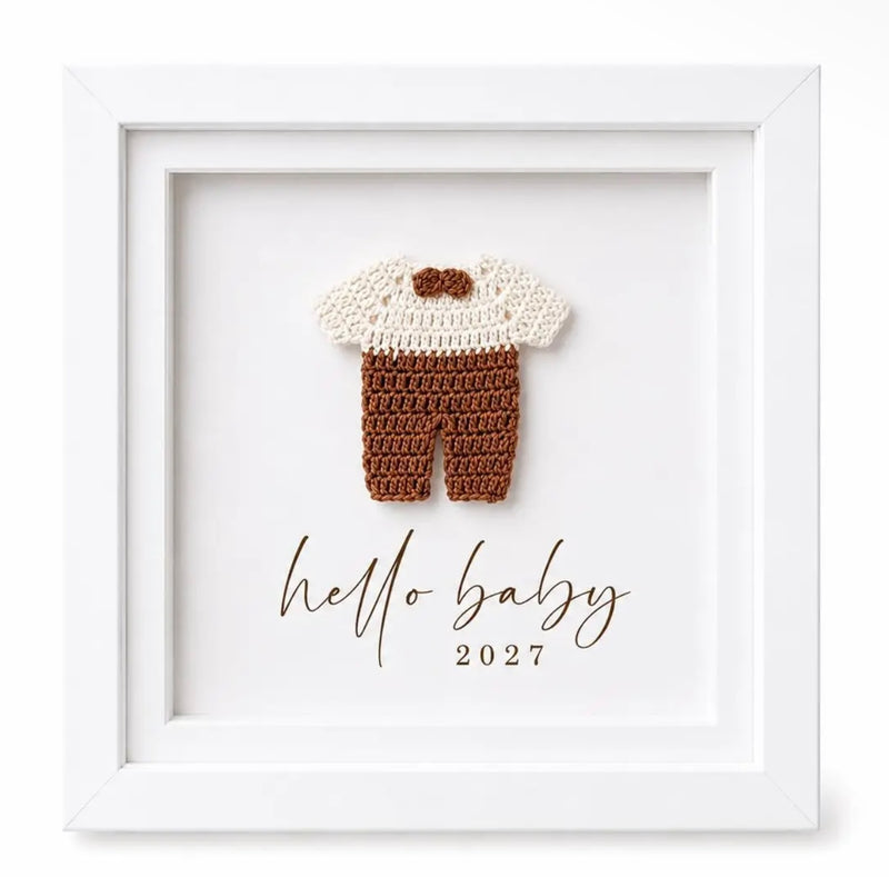 Hello Baby Large Crochet Framed Print