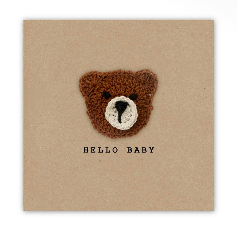 Hello Baby Crochet Bear Card