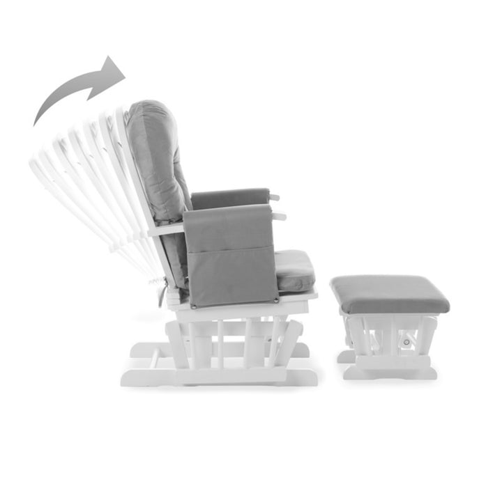 Obaby Reclining Glider Chair and Stool - Grey