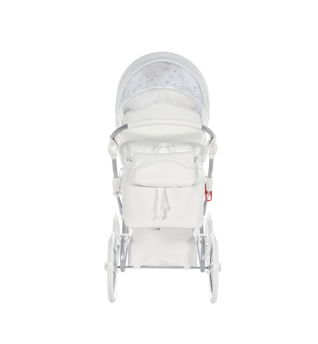 White leather store pram with crystals