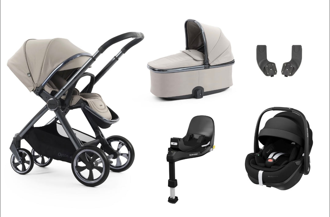 Oyster4 Travel System Bundle Inc Maxi-Cosi Pebble 360 Pro2 Car Seat - Stone