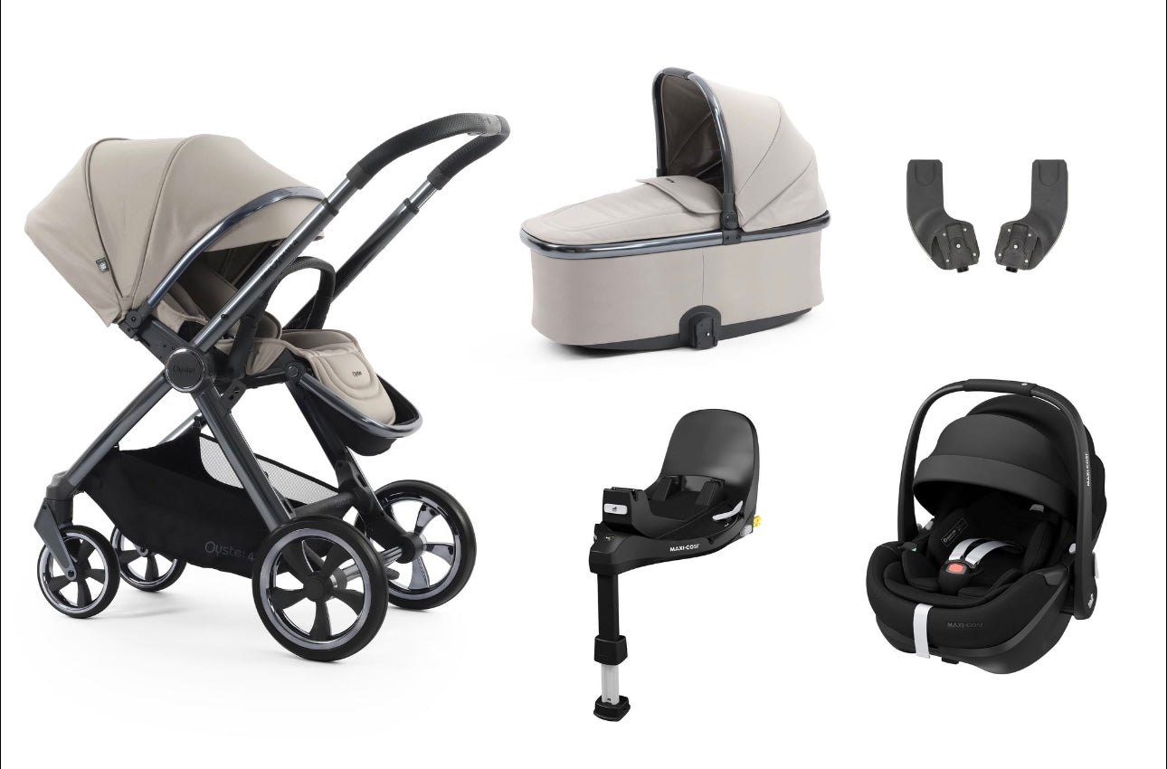 Oyster4 Travel System Bundle Inc Maxi-Cosi Pebble 360 Pro2 Car Seat - Stone