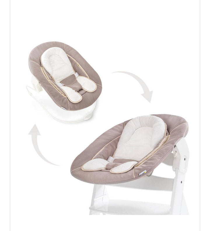 Hauck Alpha+ Wooden Highchair & Bouncer - Rose/Beige