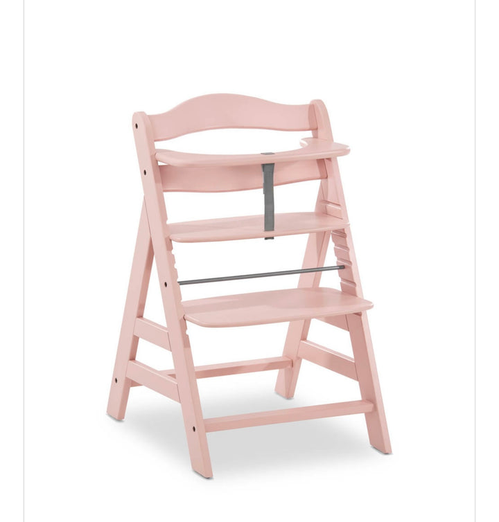 Hauck Alpha+ Wooden Highchair & Bouncer - Rose/Beige