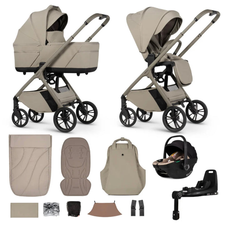 Venicci Tila 14 Piece Luxury Tiago Travel System Bundle - Latte