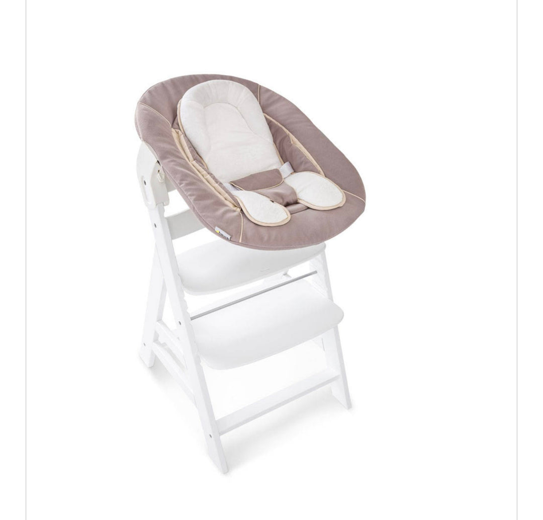 Hauck Alpha+ Wooden Highchair & Bouncer - Rose/Beige