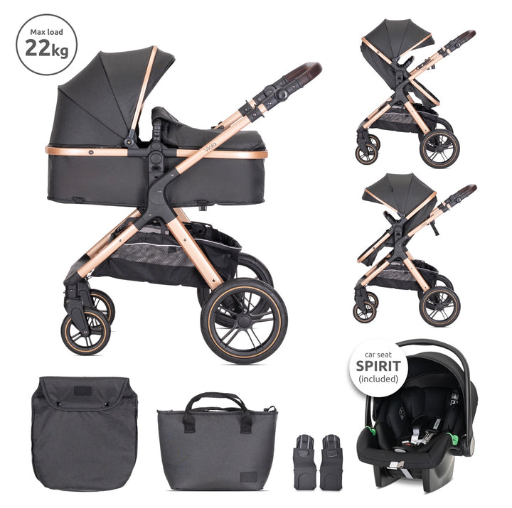 Lorelli Viola 3in1 Travel System Inc Spirit Car Seat - Black (2025)