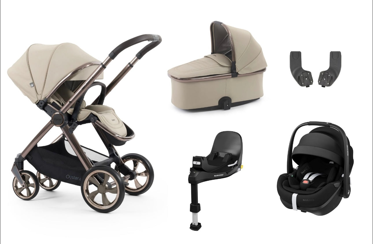 Oyster4 Travel System Bundle Inc Maxi-Cosi Pebble 360 Pro2 Car Seat - Buttermilk
