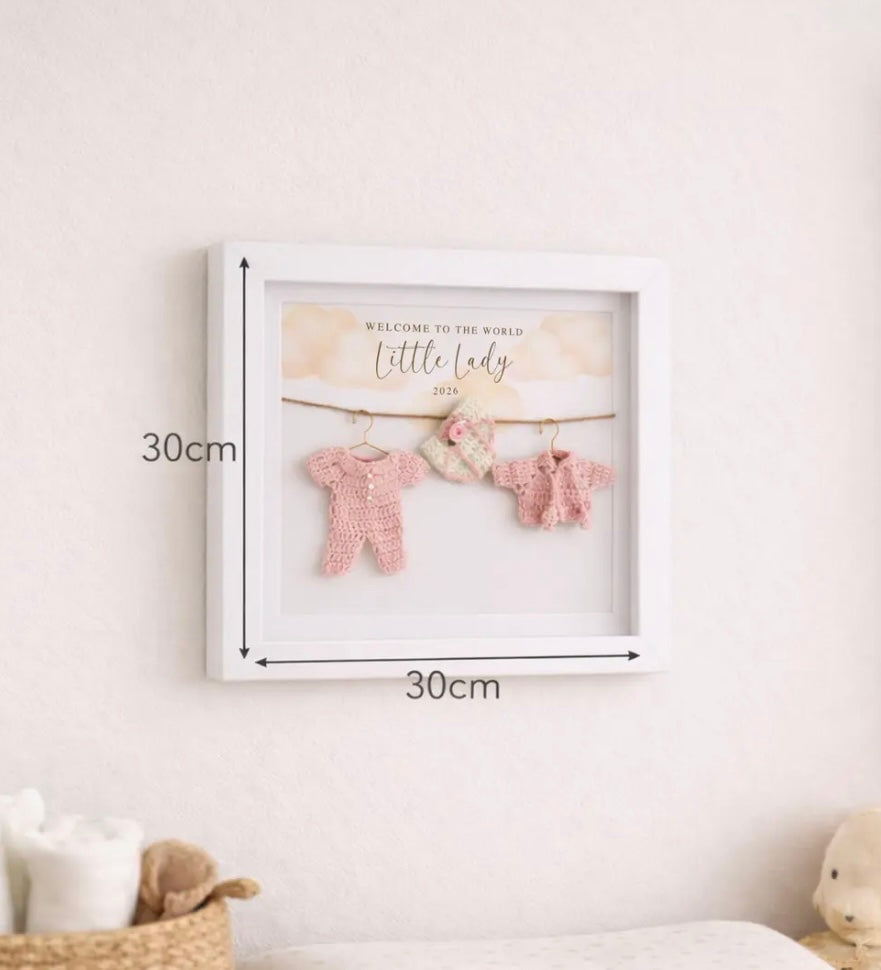 Welcome To The World Large Crochet Framed Print - Little Lady 2026
