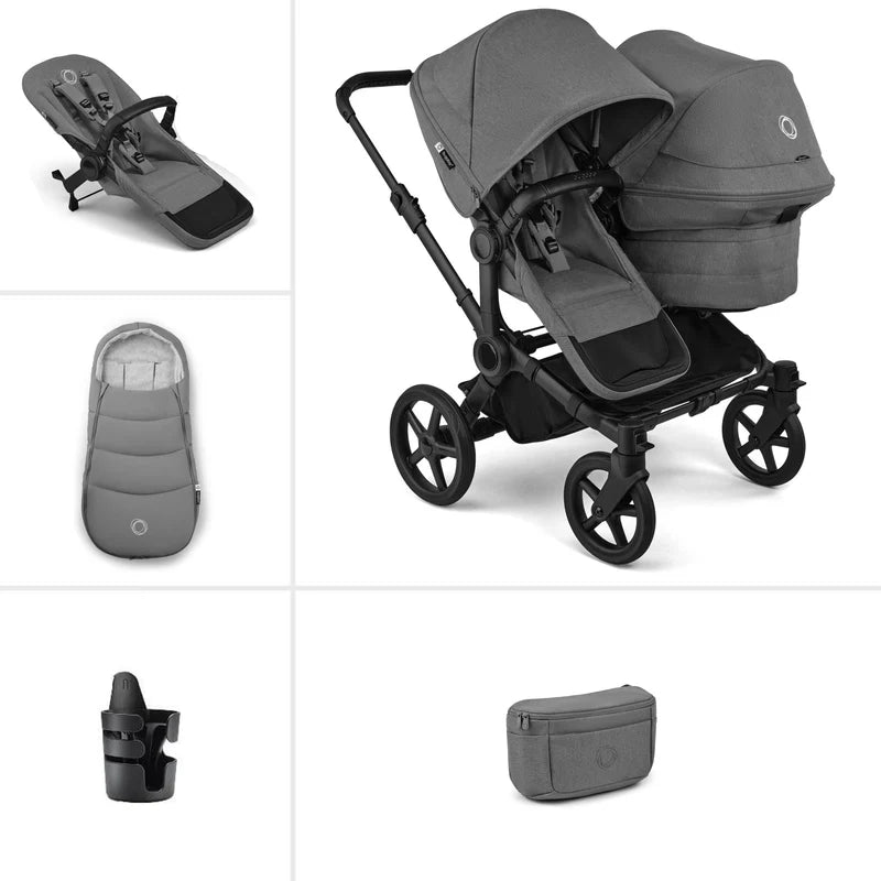 Bugaboo Donkey 6 Double Essential Stroller Bundle - Moon Grey