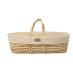 Clair De Lune Organic Knitted Palm Moses Basket + Rocking Stand - Cream