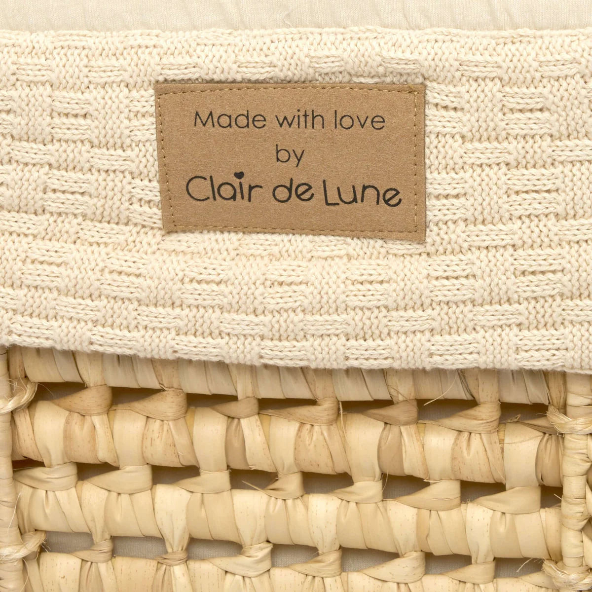 Clair De Lune Organic Knitted Palm Moses Basket + Rocking Stand - Cream