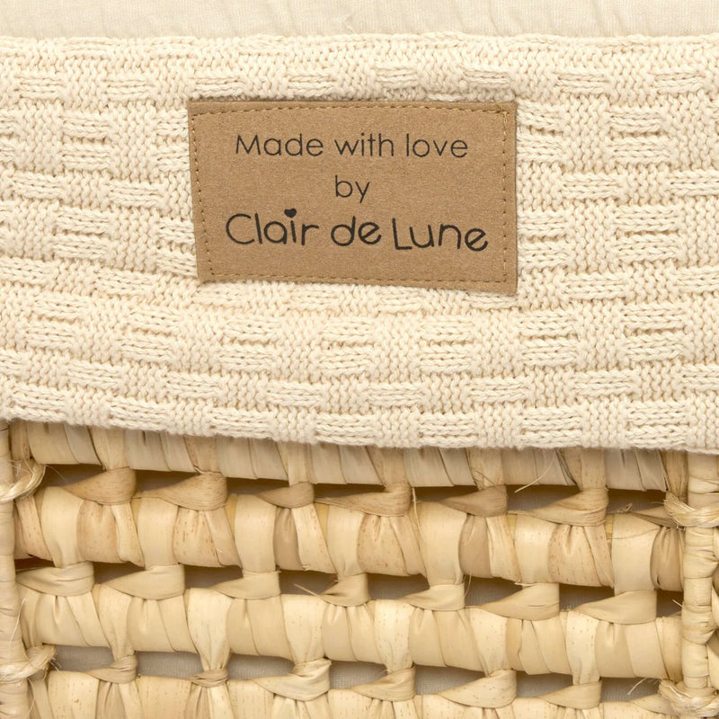 Clair De Lune Organic Knitted Palm Moses Basket + Rocking Stand - Cream
