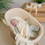 Clair De Lune Organic Knitted Palm Moses Basket + Rocking Stand - Cream
