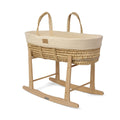 Clair De Lune Organic Knitted Palm Moses Basket + Rocking Stand - Cream