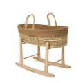 Clair De Lune Organic Knitted Palm Moses Basket + Rocking Stand - Biscuit
