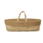 Clair De Lune Organic Knitted Palm Moses Basket + Rocking Stand - Biscuit