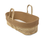 Clair De Lune Organic Knitted Palm Moses Basket + Rocking Stand - Biscuit