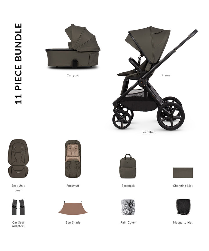 Venicci Upline3 11 Piece Pram Bundle - Truffle