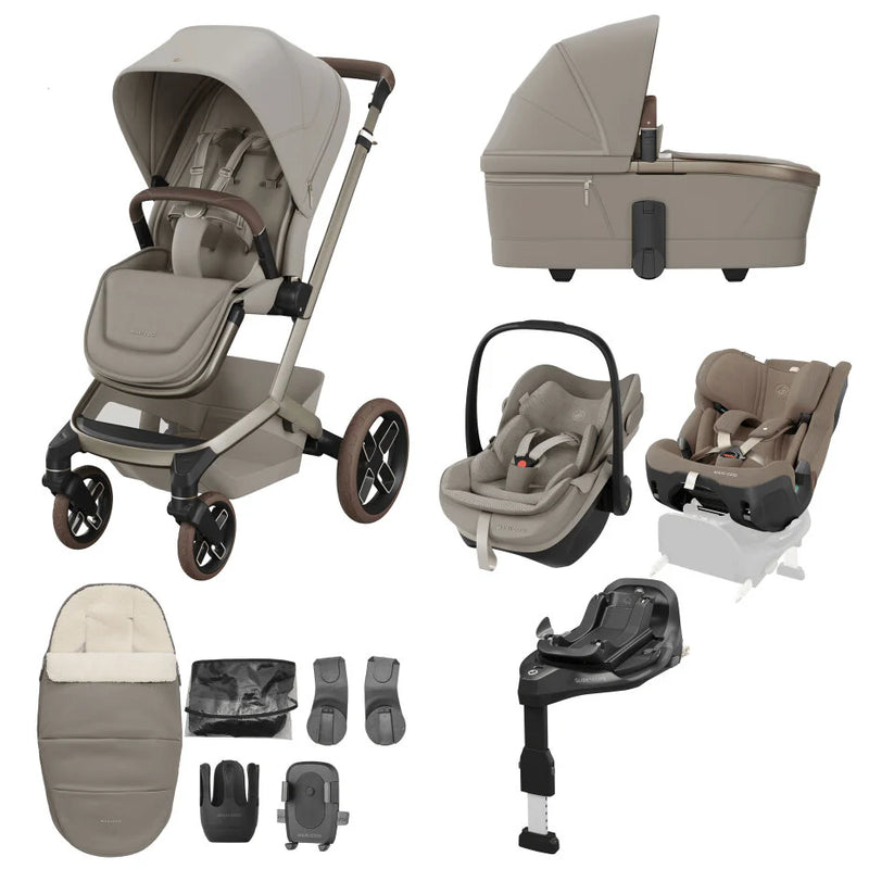 Maxi Cosi Fame 10 Piece Premium XL Slide Pro Family Travel System Bundle - Sapphire Sand