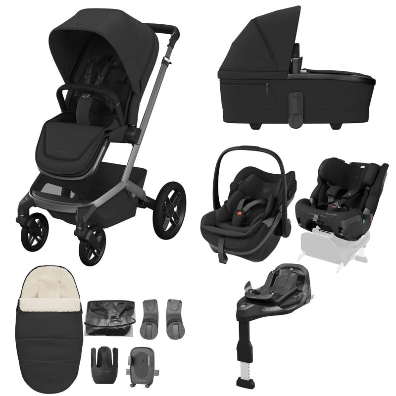 Maxi Cosi Fame 10 Piece Premium XL Slide Pro Family Travel System Bundle - Onyx Black