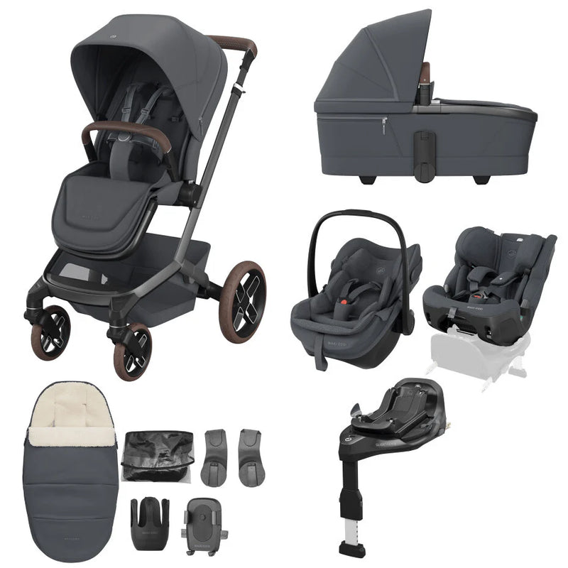 Maxi Cosi Fame 10 Piece Premium XL Slide Pro Family Travel System Bundle - Moon Graphite