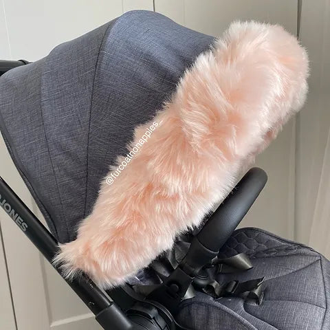 Blush Pink Extra Fluffy Pram Fur Hood Trim