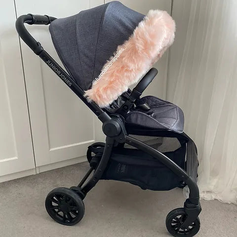 Blush Pink Extra Fluffy Pram Fur Hood Trim