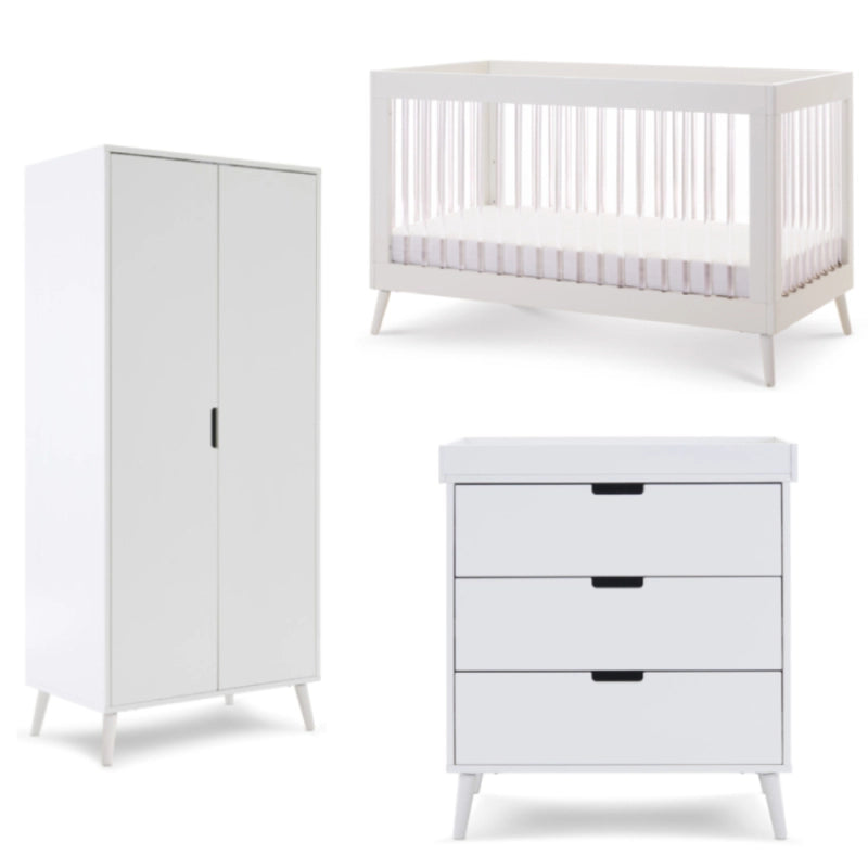 Obaby Maya 3 Piece Furniture Room Set - White/Acrylic