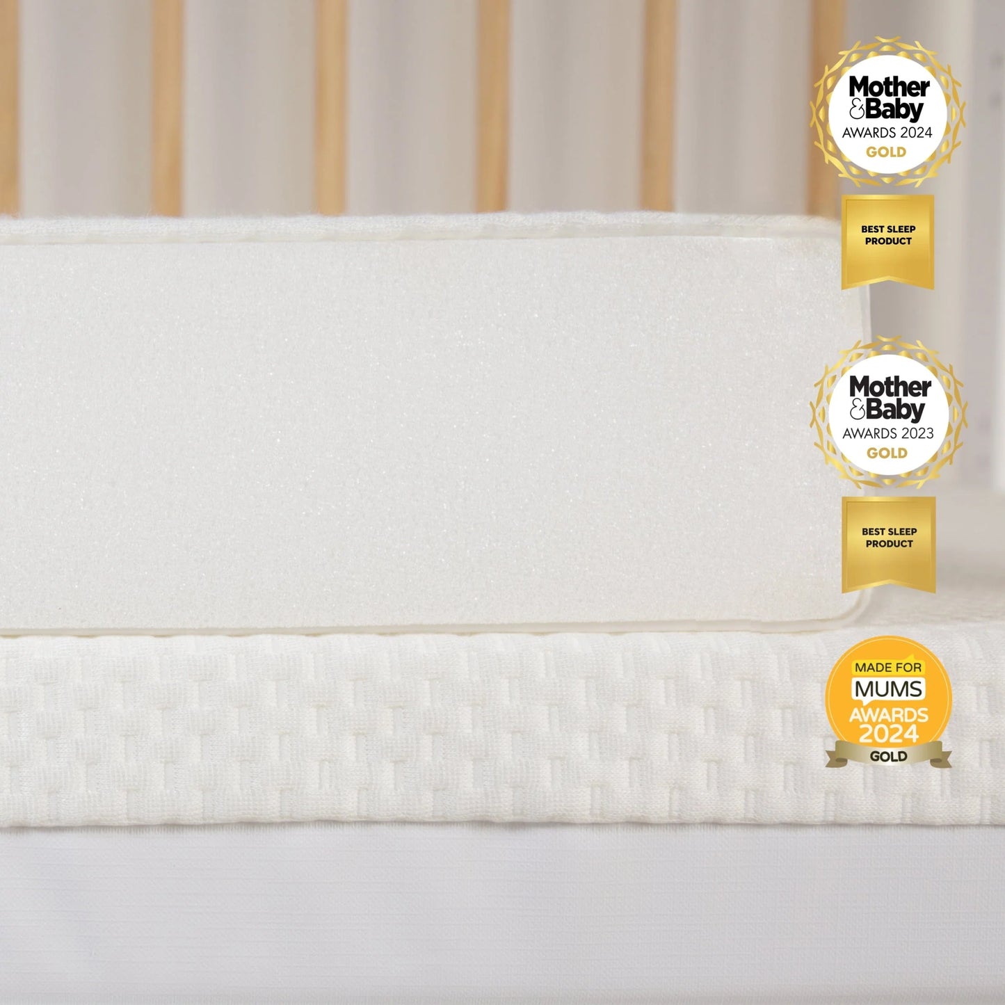 CuddleCo Lullaby Hypo-Allergenic Bamboo Foam Cot Bed Mattress 140 x 70cm