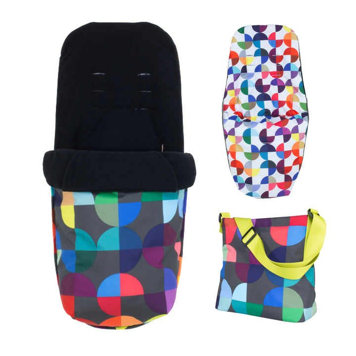 Cosatto Giggle Changing Bag & Footmuff Bundle Accessory Pack - Kaleidoscope