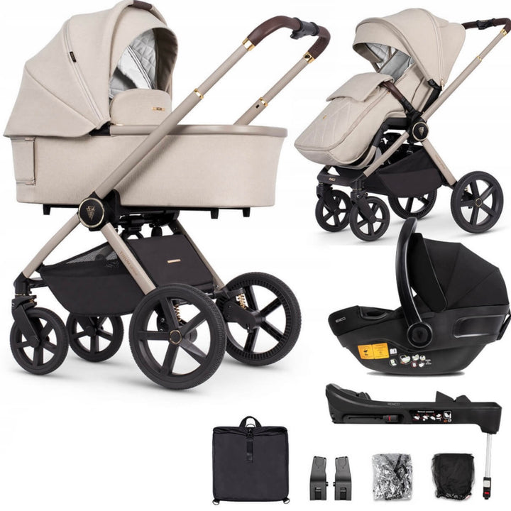 Venicci Tinum Upline 3-in-1 + Base Travel System - Stone Beige