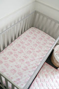 The Gilded Bird Spring Toile Pink Fitted Cot Bed Sheet
