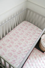 The Gilded Bird Spring Toile Pink Fitted Cot Bed Sheet