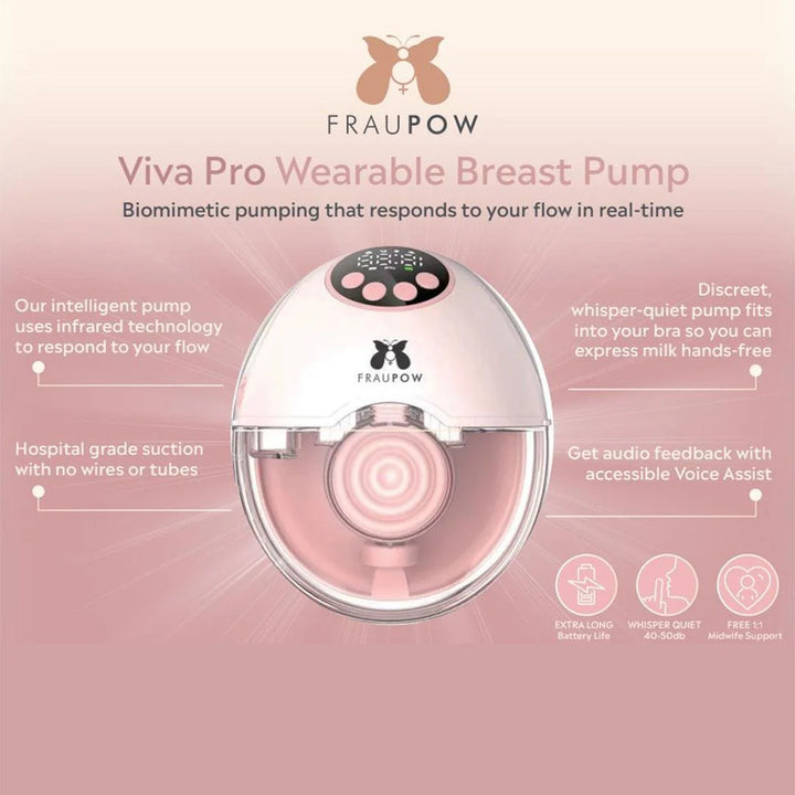 Fraupow Viva Pro Wearable Hands-Free Breast Pump - Pink