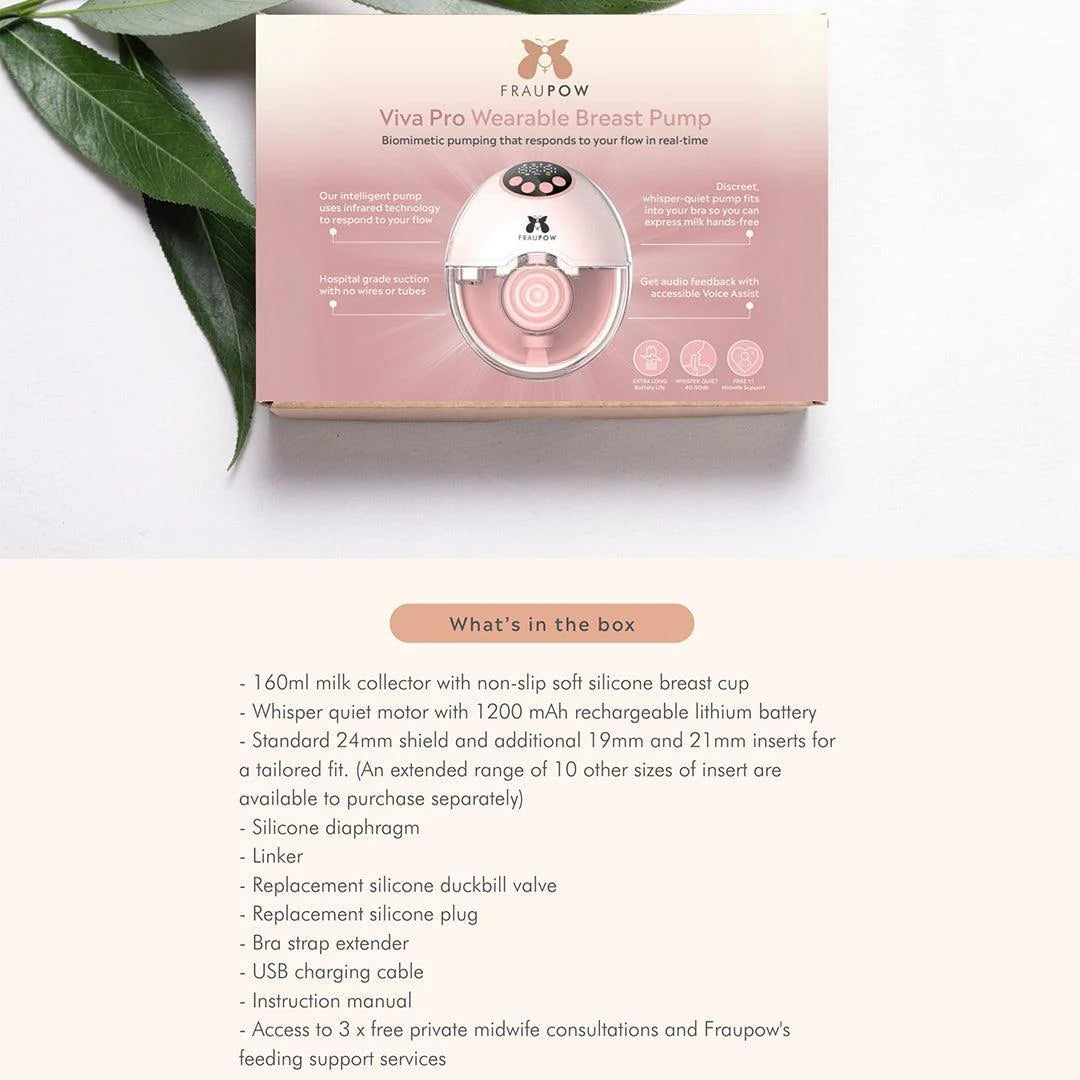 Fraupow Viva Pro Wearable Hands-Free Breast Pump - Pink