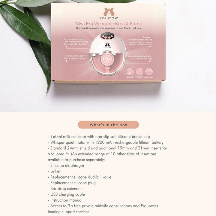 Fraupow Viva Pro Wearable Hands-Free Breast Pump - Pink