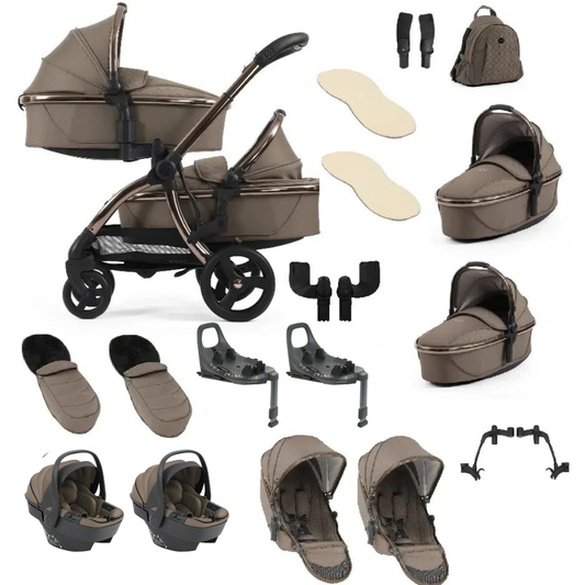 egg3 Ultimate Twin Shell 360 Car Seat Bundle - Mink