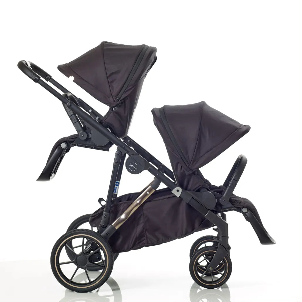 Mee-Go Uno+ Tandem Pushchair - Black/Rose