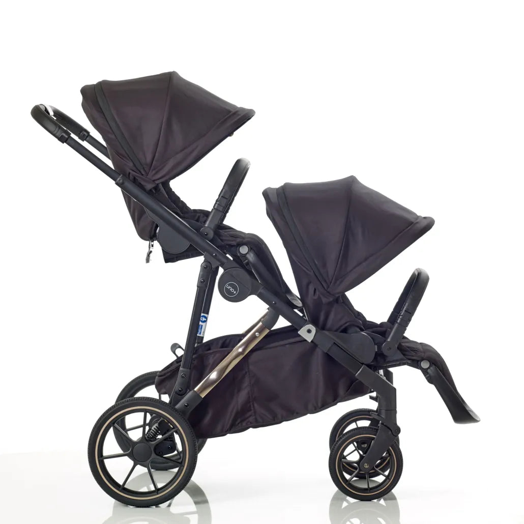 Mee-Go Uno+ Tandem Pushchair - Black/Rose