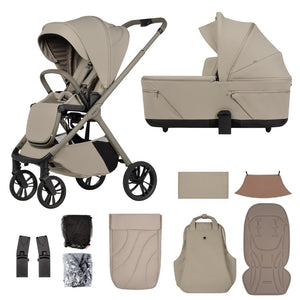 Venicci Tila 11 Piece Travel System Bundle - Latte
