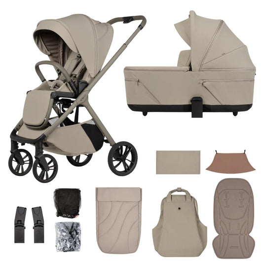 Venicci Tila 11 Piece Travel System Bundle - Latte