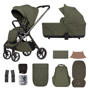Venicci Tila 11 Piece Travel System Bundle - Olive