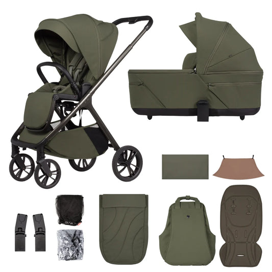 Venicci Tila 11 Piece Travel System Bundle - Olive