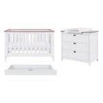 Tutti Bambini Verona 2 Piece Room Set (Cot Bed And Dresser) + Under Drawer - White/Oak