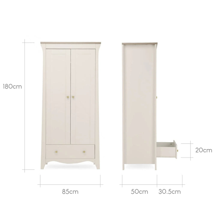 Cuddleco Clara 2 Door Nursery Wardrobe - Cashmere & Ash