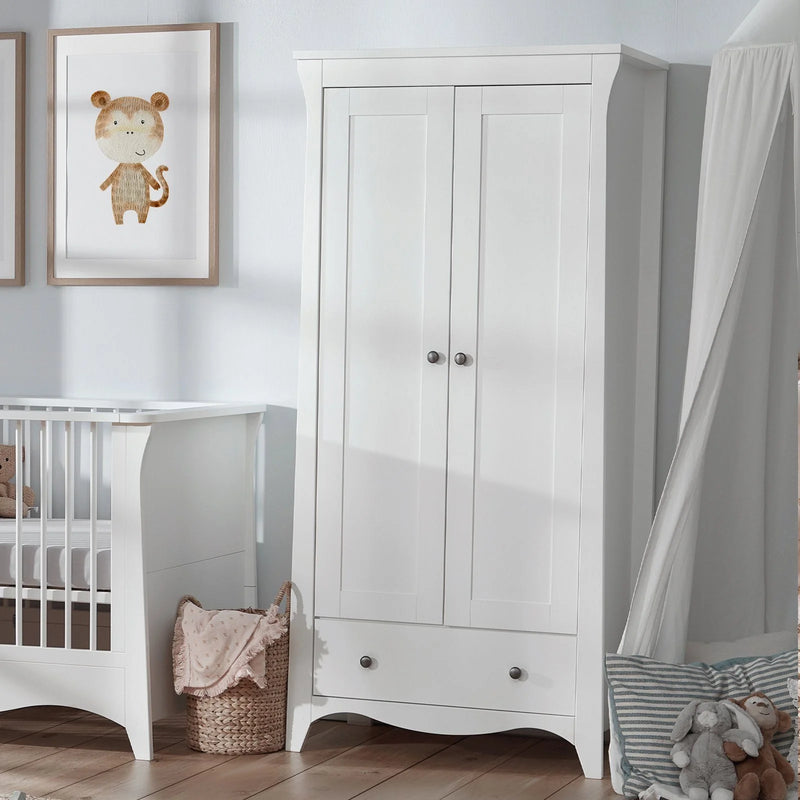 CuddleCo Clara 2 Door Double Wardrobe - White COLLECTION OR LOCAL DELIVERY ONLY
