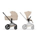 Cybex Priam Comfort Pushchair & Foldable Carrycot - Cozy Beige/Black